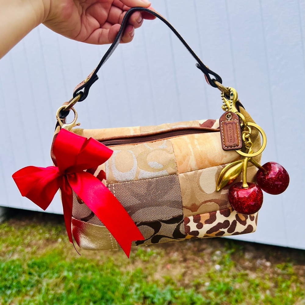 Vintage COACH Y2K Mini Leopard Gold Patchwork Bag